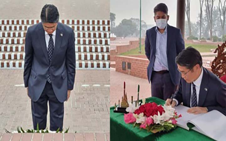 জাতীয় স্মৃতিসৌধে জাপানের রাষ্ট্রদূতের শ্রদ্ধা
