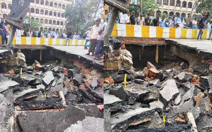 অতিবৃষ্টিতে ধোলাইখালে সড়কে ধস, যান চলাচলে বিঘ্ন