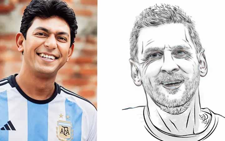 মেসির ছবি এঁকে প্রশংসা কুড়াচ্ছে অভিনেতা চঞ্চল চৌধুরী
