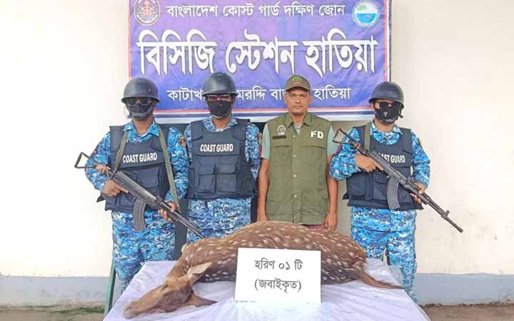 হাতিয়ায় ৪০ কেজি ওজনের জবাইকৃত হরিণ উদ্ধার