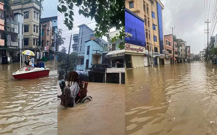 মধ্যরাতে ভারি বৃষ্টি, ডুবল সিলেট নগরীর বহু এলাকা