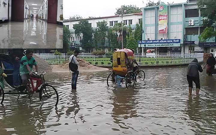টানা বৃষ্টিতে ডুবেছে ওসমানী মেডিকেল, রোগীদের দুর্ভোগ