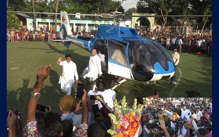 দলীয় মনোনয়ন না পেয়েও হেলিকপ্টারে এসে গণসংযোগ করলেন বিএনপি নেতা