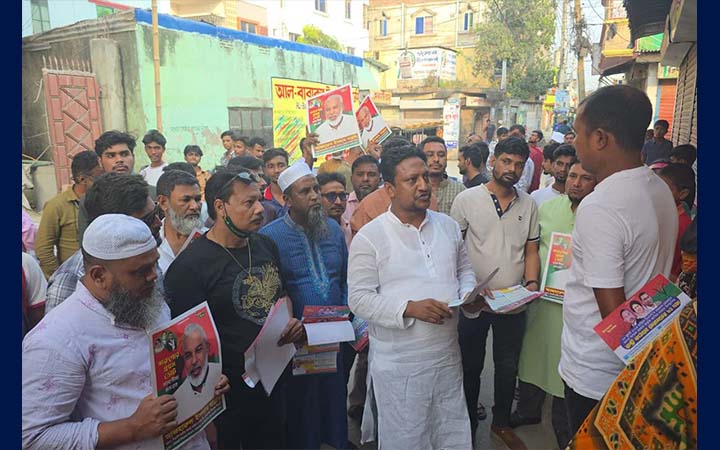 সিদ্ধিরগঞ্জে বিএনপি প্রার্থীর গণসংযোগ ও লিফলেট বিতরণ