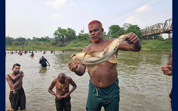 মাছ শিকারিদের উল্লাসধ্বনিতে মুখর গোমতীর দুই পাড়
