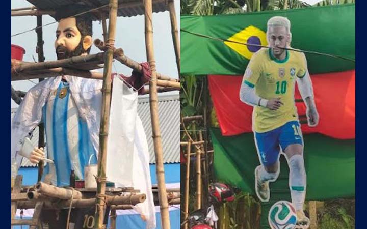 মেসির ১৬ ফুটের ভাস্কর্য আর নেইমারের প্রতিকৃতি ঘিরে গোপালগঞ্জে উচ্ছ্বাস