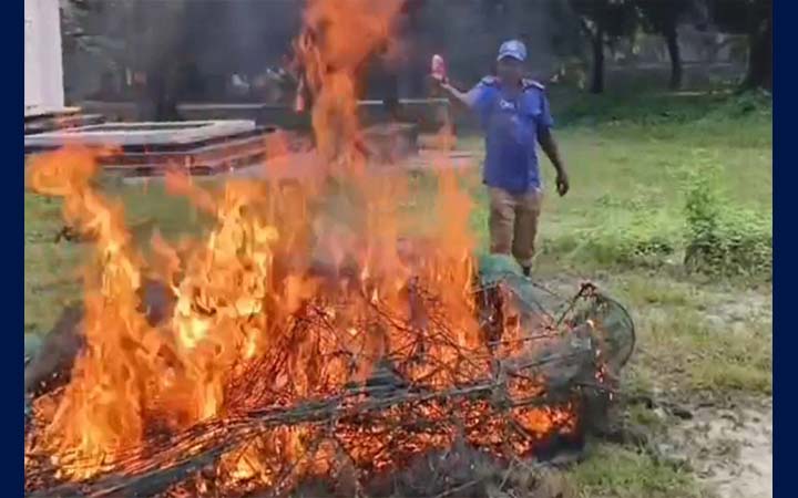 মুন্সীগঞ্জে অবৈধ জাল জব্দ ও ধ্বংস