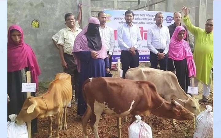 বন্যায় ক্ষতিগ্রস্ত ১০ পরিবারকে গবাদিপশু সহায়তা