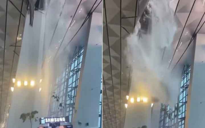 জাকার্তা বিমানবন্দরে ছাদ ধসে আতঙ্ক, প্রবল বৃষ্টিতে লাউঞ্জে ঢুকল পানি