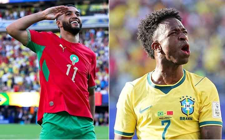 সাইবারিকে জবাব ভিনিসিয়ুসের, প্রথমার্ধ শেষে সমতায় ব্রাজিল-মরক্কো