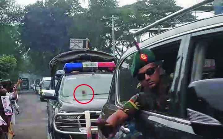 বরিশাল যাওয়ার পথে প্রধানমন্ত্রীর গাড়ি বহরে ইটের টুকরা নিক্ষেপ, তদন্তে পুলিশ