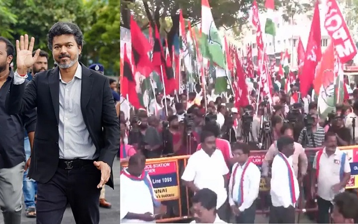 বিক্ষোভে অংশ নিচ্ছেন থালাপতি ও তার দল