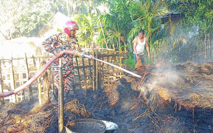 দুর্বৃত্তের আগুনে পুড়ল কৃষকের ৭ বিঘা জমির ধান