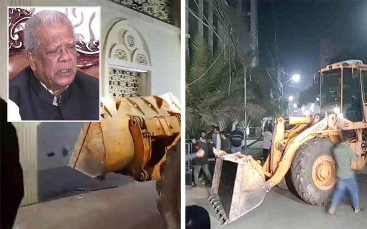 আমির হোসেন আমুর বরিশালের বাড়ি ভাঙল জনতা