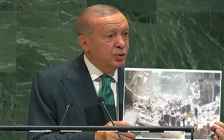 জাতিসংঘে গাজার ‘গণহত্যার’ করুণ চিত্র তুলে ধরলেন এরদোয়ান