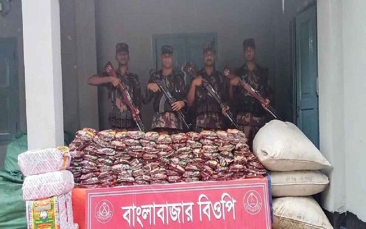 সিলেট সীমান্তে বিজিবির অভিযানে পৌনে ২ কোটি টাকার চোরাই পণ্য জব্দ