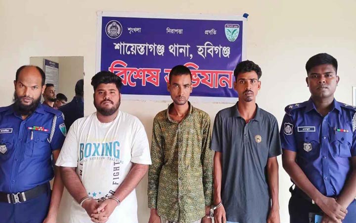 শায়েস্তাগঞ্জ পৌর ছাত্রলীগের সাংগঠনিক সম্পাদকসহ গ্রেফতার ৩