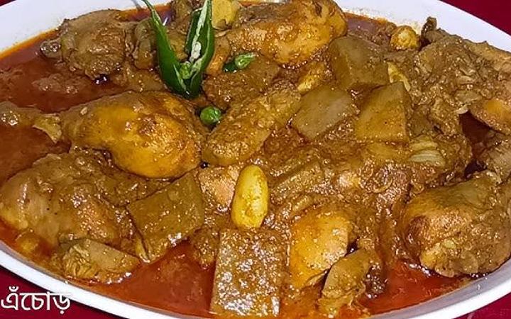 রেসিপি : এঁচোড় দিয়ে মুরগির মাংস