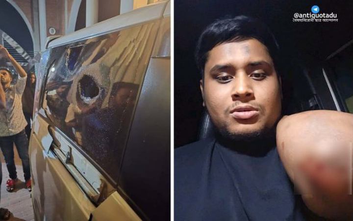 জাতীয় নাগরিক পার্টির মুখ্য সংগঠক হাসনাত আব্দুল্লাহর গাড়িতে হামলা