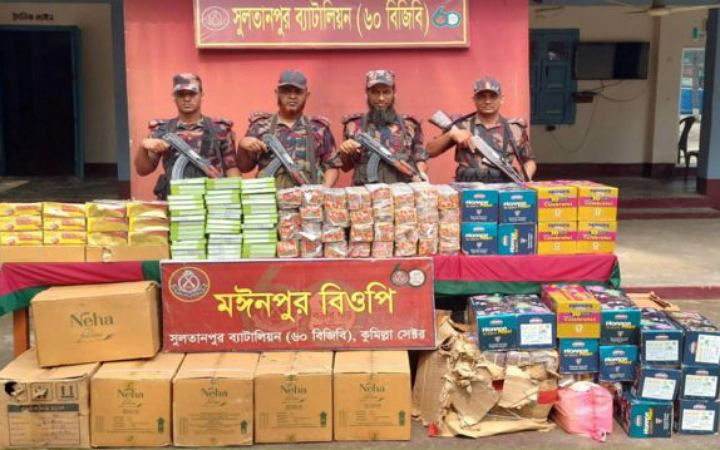 কসবায় বিপুল পরিমাণ ভারতীয় পণ্য জব্দ করেছে বিজিবি