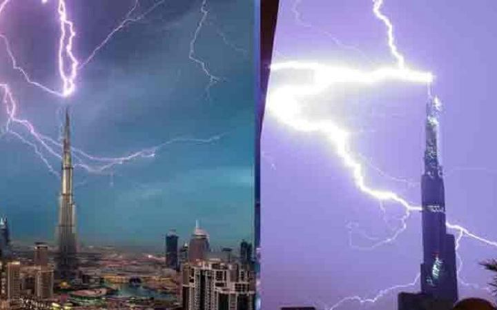 দুবাইয়ে বিশ্বের সর্বোচ্চ ভবন বুর্জ খলিফার ওপর বজ্রপাত