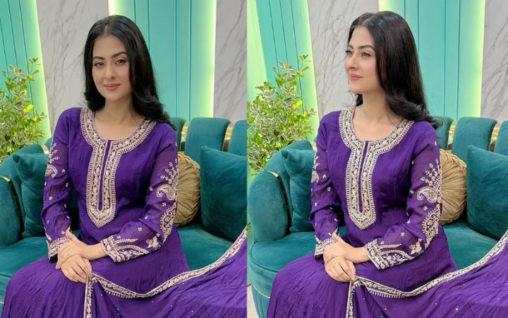 বেগুনি রঙের পোশাকে ক্যামেরাবন্দী বুবলী