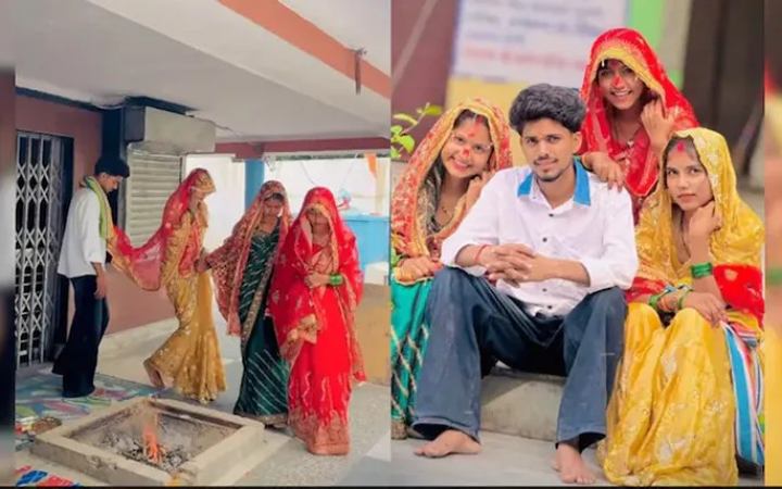ভারতে এক যুবককে একসঙ্গে বিয়ে করেছেন তিন বোন