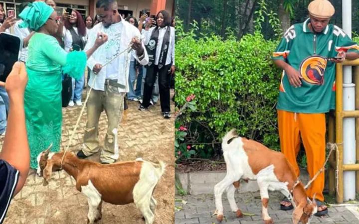 নাইজেরিয়ায় গাড়ি কিনে দিতে পারেননি, তাই ছেলের গ্র্যাজুয়েশনে ছাগল উপহার মায়ের