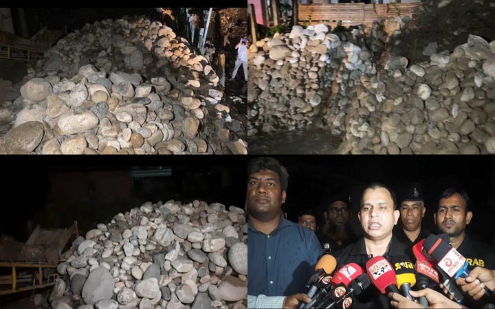 ভোলাগঞ্জের লুট হওয়া ৪০ হাজার ঘনফুট সাদা পাথর ডেমরায় উদ্ধার