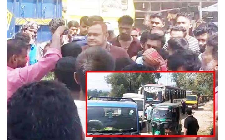 সিলেট-তামাবিল মহাসড়ক অবরোধ: আটকা শত শত যানবাহন