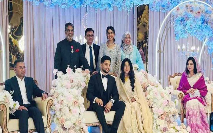 লন্ড‌নে দুই বিয়েতে সস্ত্রীক অংশ নি‌লেন তারেক রহমান