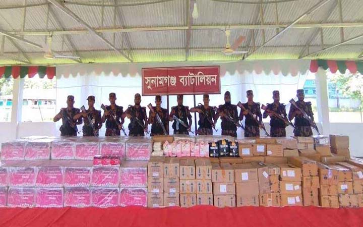 সুনামগঞ্জে ভারত থেকে আসা কোটি টাকার চালান জব্দ