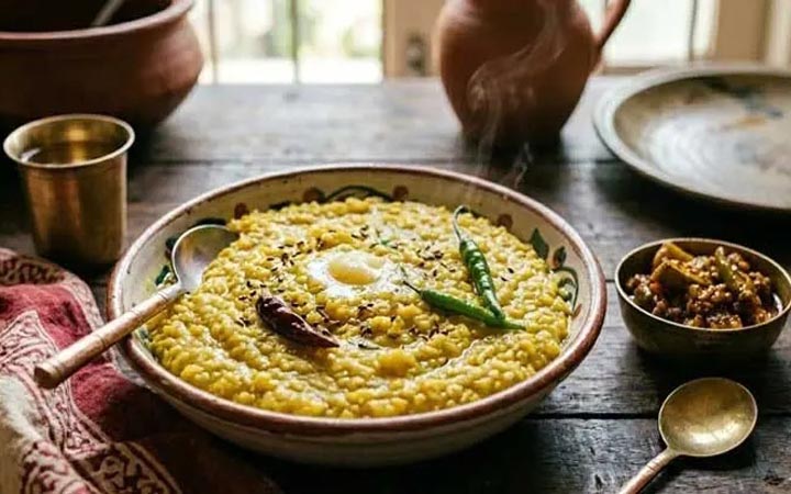 বৃষ্টির দুপুরে পাতে রাখুন আচারি খিচুড়ি