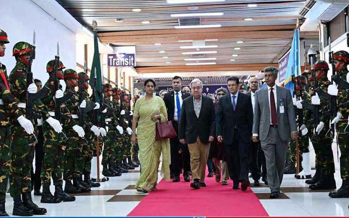 ৪ দিনের সফর শেষে ঢাকা ছাড়লেন জাতিসংঘের মহাসচিব