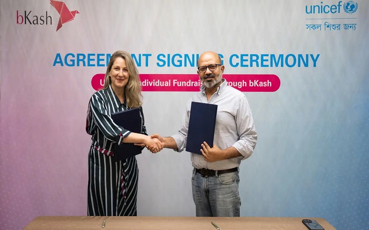শিশুদের জন্য অনুদান পাঠানো সহজ করতে ইউনিসেফ-বিকাশ চুক্তি