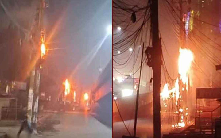 চট্টগ্রামে একাধিক বৈদ্যুতিক খুঁটিতে হঠাৎ আগুন