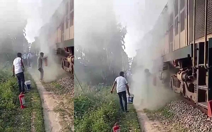 লালমনিরহাটে চলন্ত ট্রেনের ইঞ্জিনে আগুন