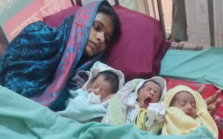 একসঙ্গে মাহিনুরের কোলজুড়ে এলো ৩ ছেলে-মেয়ে