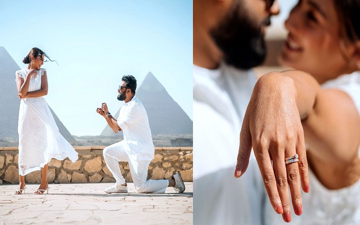 চমকে দিয়ে পিরামিডের সামনে হাঁটু গেড়ে প্রপোজ করে রাজীব: মেহজাবীন