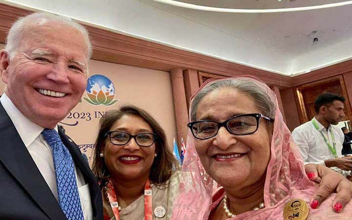 বাইডেনের সেলফিতে শেখ হাসিনা