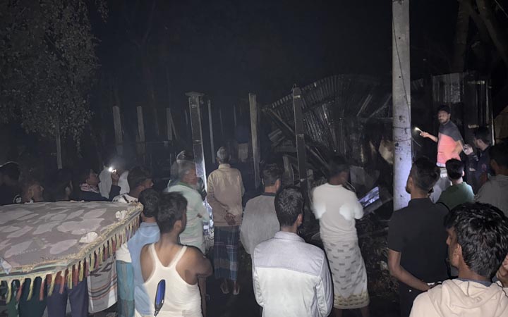 নাটোরে আগুনে গবাদিপশুসহ কৃষকের বসতবাড়ি পুড়ে ছাই