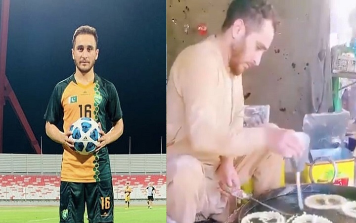 রাস্তার পাশে জিলাপি বিক্রি করছেন ফুটবলার