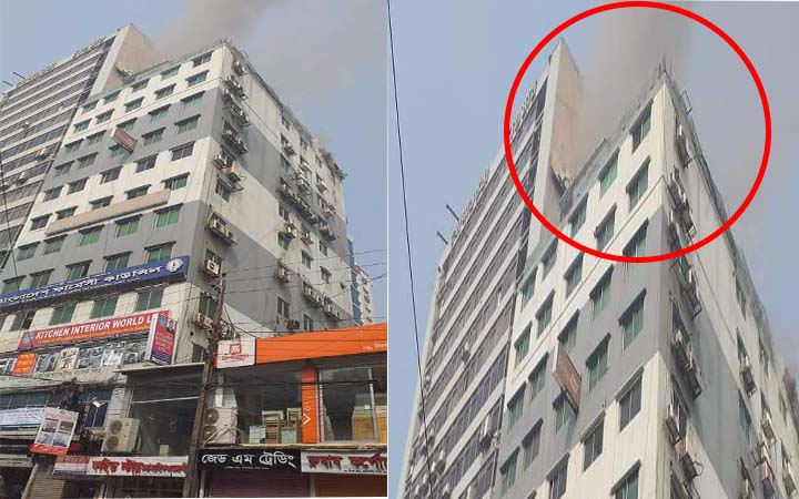 বাংলামোটরের রাহাত টাওয়ারে আগুন, নিয়ন্ত্রণে ১১ ইউনিট