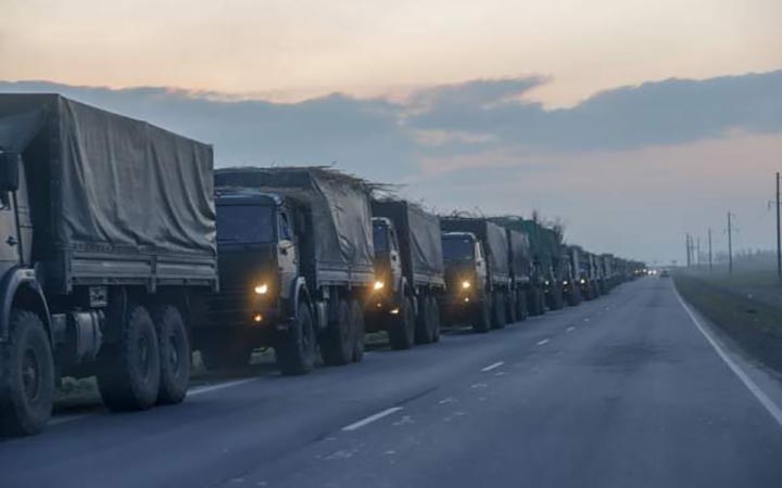 কিয়েভের কাছে রাশিয়ার ৪০ মাইল দীর্ঘ সামরিক বহর